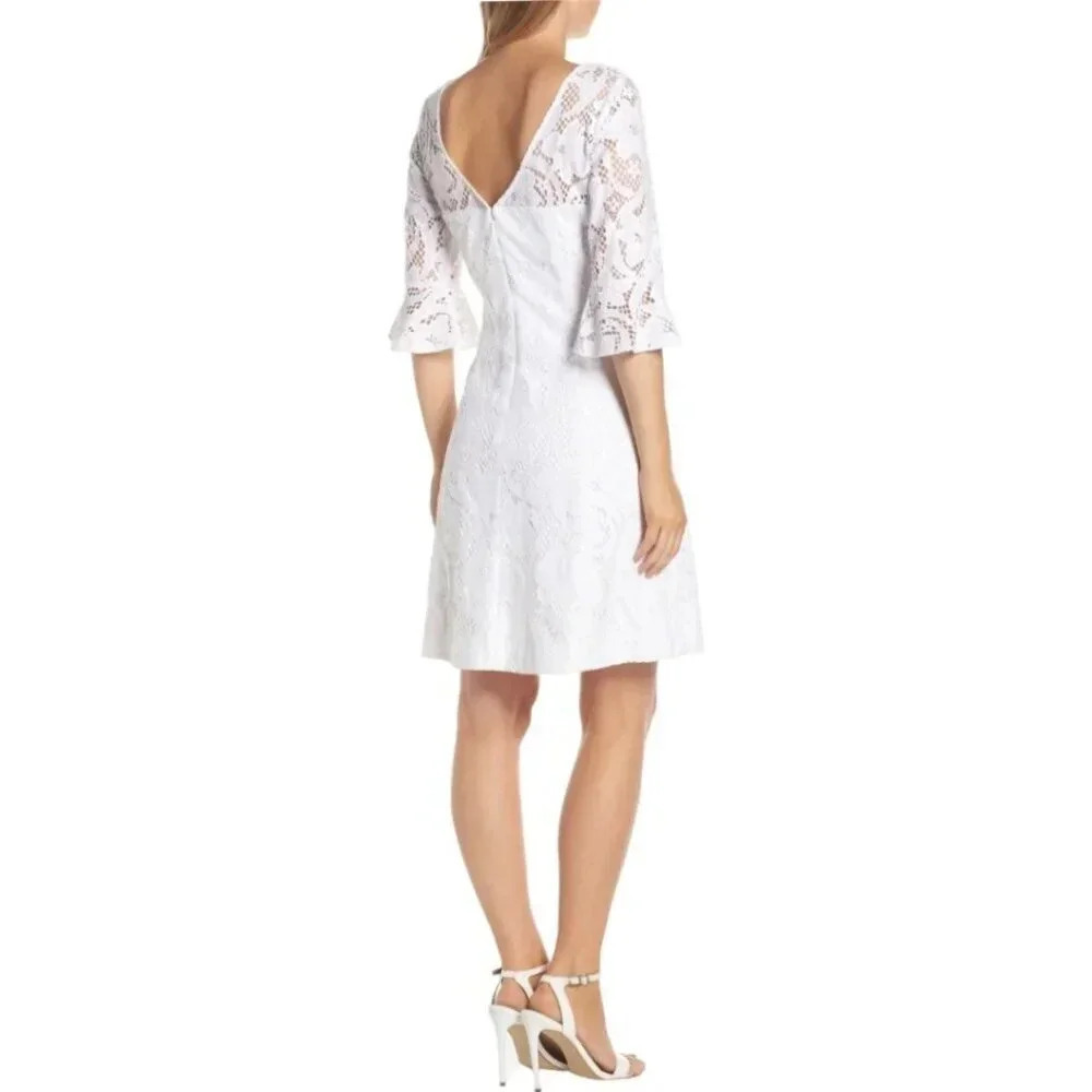 Lilly Pulitzer Allyson Lace Fit and Flare Short Dress Size 0 Bridal - Picture 2 of 16